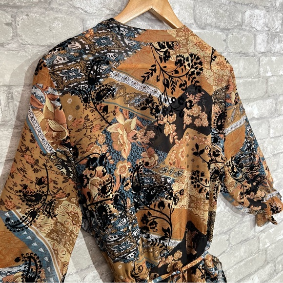 Chenault Women's XL Sheer Button Up Duster with Puff Sleeves. Cinched Waist. EUC - Picture 5 of 10